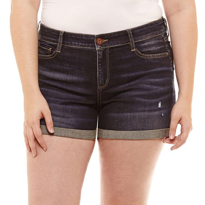 Arizona 2 1/2 Inch Roll Cuff Denim Shorts-juniors Plus