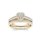 1/2 Ct. T.w. Diamond Cluster 10k Yellow Gold Bridal Ring Set