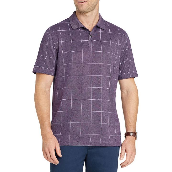 Van Heusen Short Sleeve Grid Knit Polo Shirt Slim