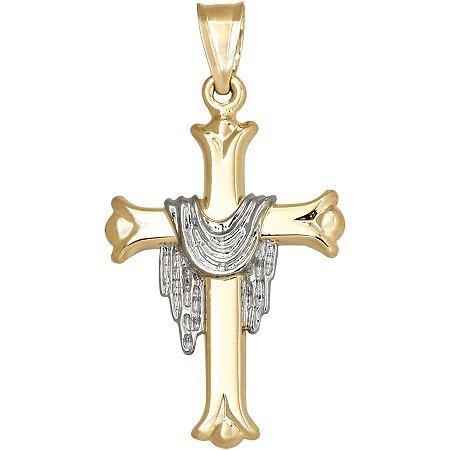 14k Two-tone Gold Cross Charm