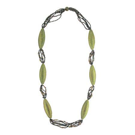 Designs By Adina Light Green Woven Flapper Necklace