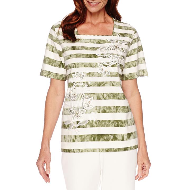 Alfred Dunner Cyprus Short-sleeve Stripe Tee - Petites