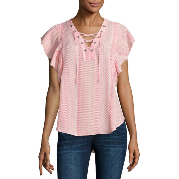 A.n.a Short Sleeve Georgette Blouse
