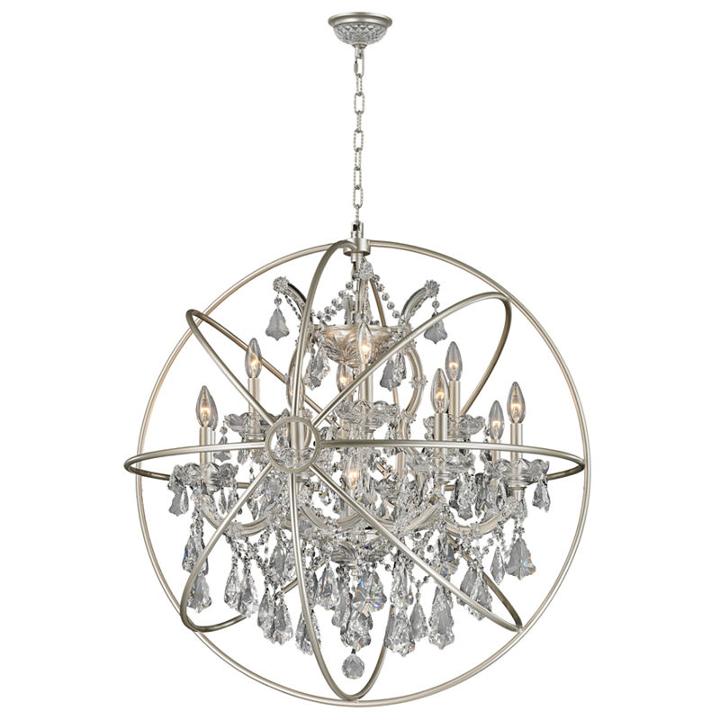 Armillary Collection 13 Light Matte Nickel Finishand Clear Crystal Foucault's Orb Chandelier