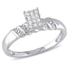 Womens 1/10 Ct. T.w. Genuine Baguette White Diamond Sterling Silver Engagement Ring