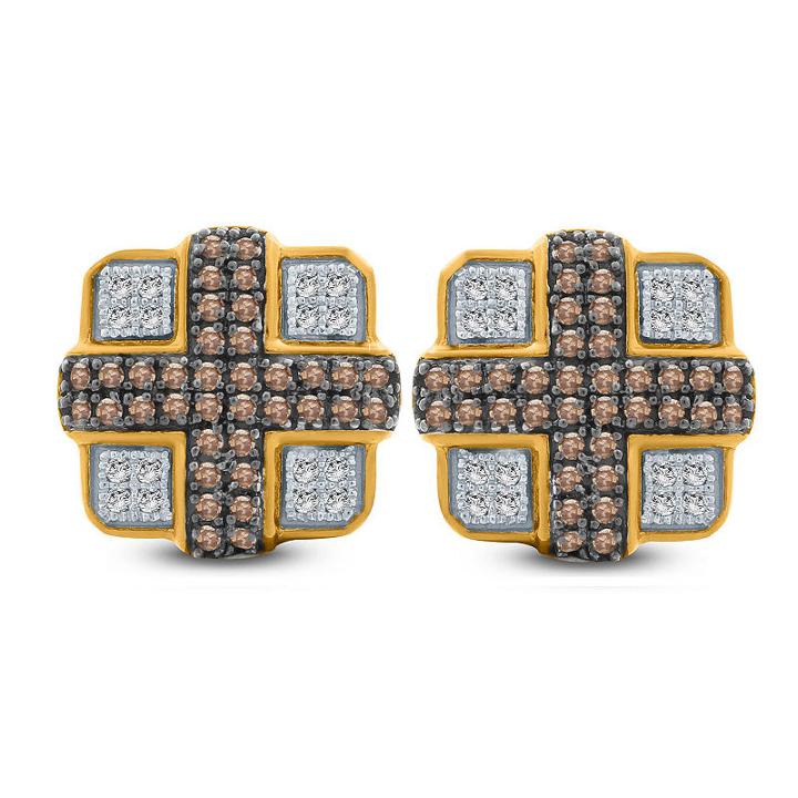 1/3 Ct. T.w. Multi Color Diamond 10k Gold 11.4mm Stud Earrings