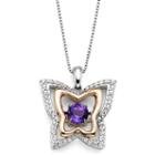 Love In Motion Genuine Amethyst And Lab-created White Sapphire Butterfly Pendant Necklace
