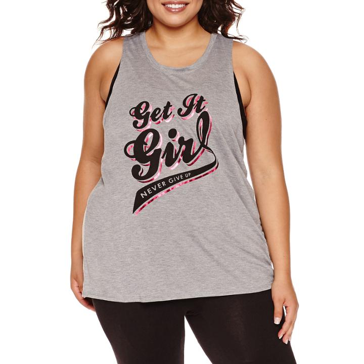 City Streets High-back-slit Muscle Tank Top - Juniors Plus