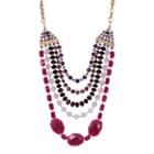 Rox By Alexa Purple & Pink Gemstone Multi-chain Necklace