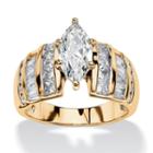 Diamonart Womens 3 3/4 Ct. T.w. Marquise White Cubic Zirconia 14k Gold Over Silver Engagement Ring