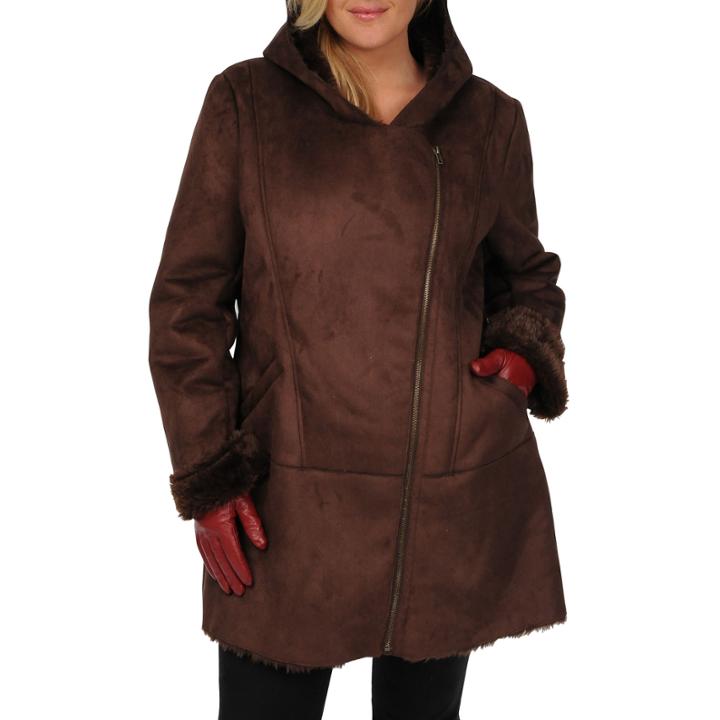Excelled Faux-shearling 3/4-length Coat - Plus