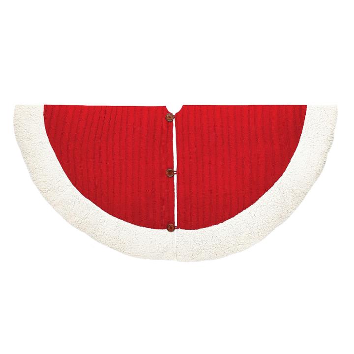 Kurt Adler 48 Red And White Cable Knit Treeskirt