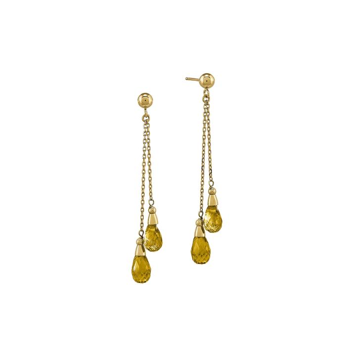 Genuine Yellow Citrine 14k Yellow Gold Dangle Earrings