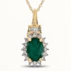 Womens 1/5 Ct. T.w. Genuine Green Emerald 10k Gold Pendant Necklace