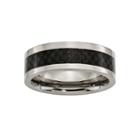 Personalized Mens 8mm Titanium & Black Carbon Fiber Inlay Wedding Band