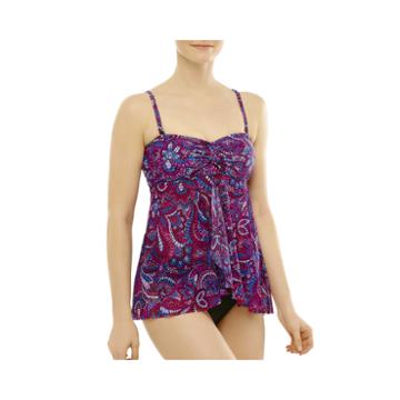 Studio By Christina Mosaic Print Flyaway Tankini Swim Top