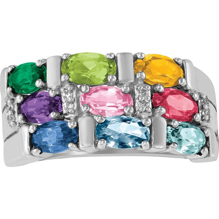 Artcarved Celebrations Of Life Womens Simulated Multi Color Multi Stone Sterling Silver Band