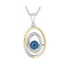 1/4 Ct. T.w. White And Color-enhanced Blue Diamond Circle Pendant Necklace