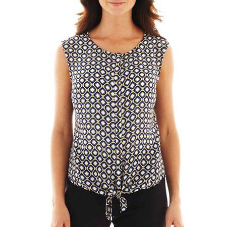 Worthington Sleeveless Tie-waist Blouse - Petite