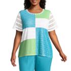 Alfred Dunner Turks & Caicos Patchwork Lace Tee- Plus