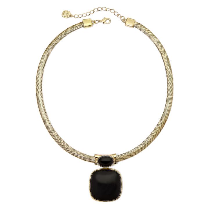 Monet Gold-tone Black Statement Necklace