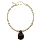 Monet Gold-tone Black Statement Necklace