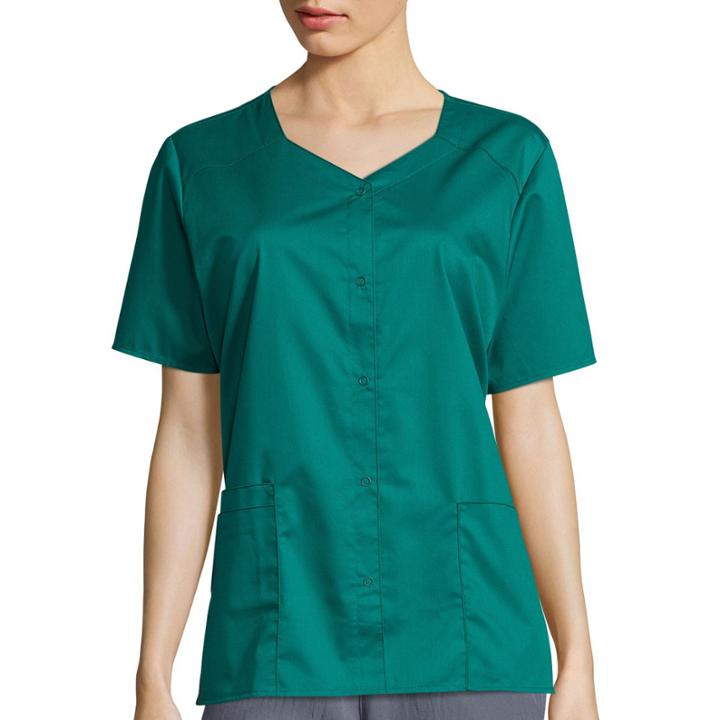 Wonderwink Womens Short-sleeve Snap-front Top - Plus