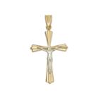 Infinite Gold&trade; 14k Two-tone Gold Ribbed Crucifix Cross Pendant