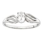 Womens Genuine Topaz White Sterling Silver Solitaire Ring
