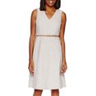 Black Label By Evan-picone Sleeveless Seersucker Stripe Sheath Dress