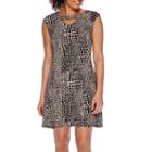 Danny & Nicole Short-sleeve Keyhole Animal-print Sheath Dress