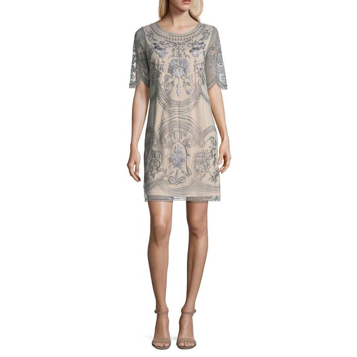 Spense Short Sleeve Floral Shift Dress