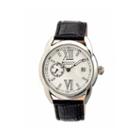 Heritor Automatic Burnell Mens Leather Date-silver Tone/black Watch