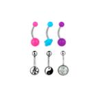 Stainless Steel 316l 6-pc 14 Ga. Belly Ring Set