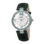 Burgi Womens Green And Silver Tone Strap Watch