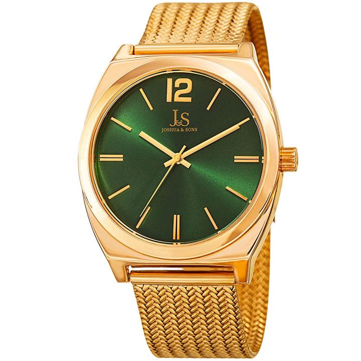Joshua & Sons Mens Gold Tone Strap Watch-j-124yggn