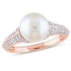 Womens 1/3 Ct. T.w. White Pearl 10k Gold Cocktail Ring