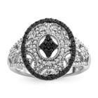 Womens Diamond Accent Black Diamond Sterling Silver Cocktail Ring
