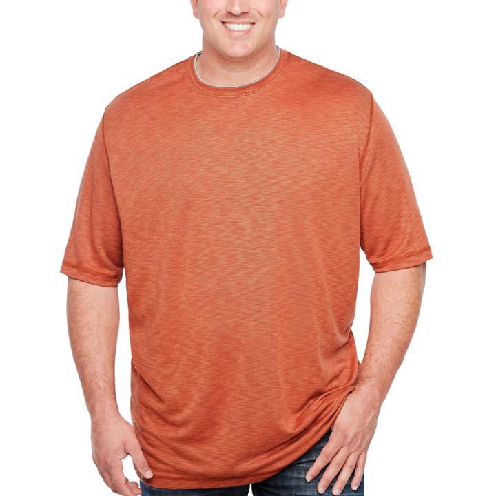Van Heusen Short Sleeve Two-tone Slub Crew Doubler Short Sleeve Crew Neck T-shirt-big And Tall