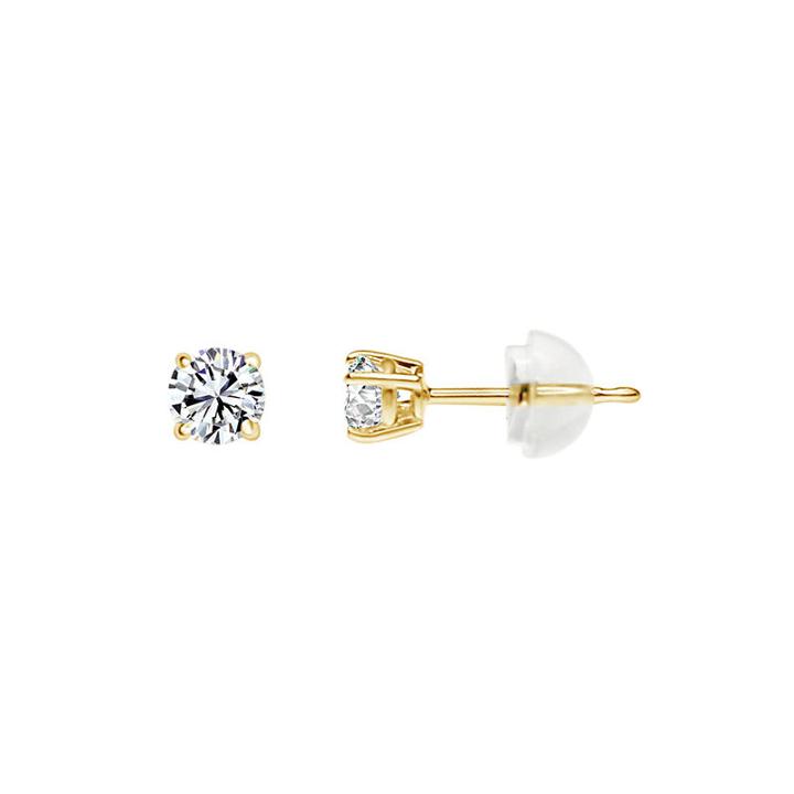 14k Gold 3.5mm Round Stud Earrings Featured Swarovski Zirconia