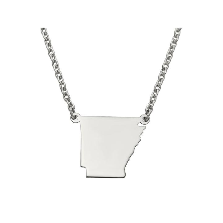 Personalized Sterling Silver Arkansas Pendant Necklace