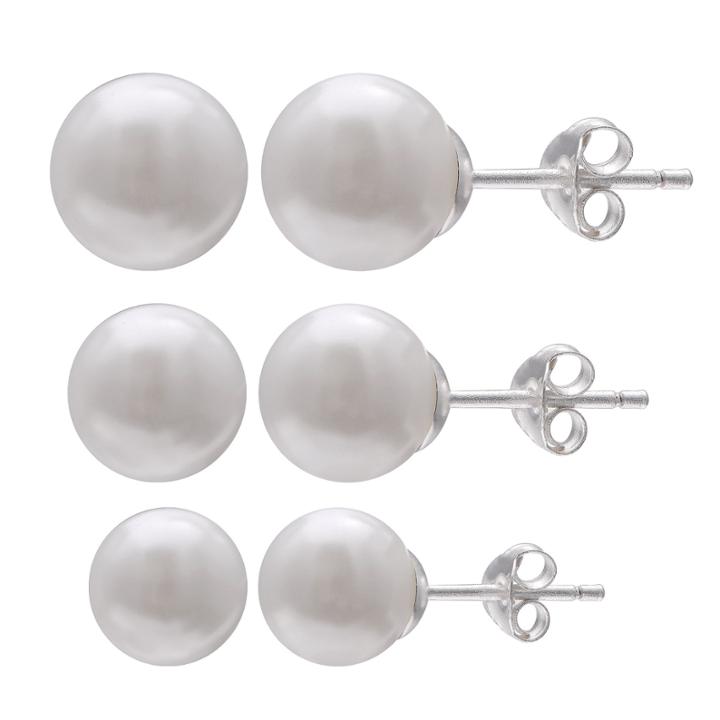 Silver Treasures 3-pc. Imitation Pearl Earring Sets