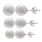 Silver Treasures 3-pc. Imitation Pearl Earring Sets