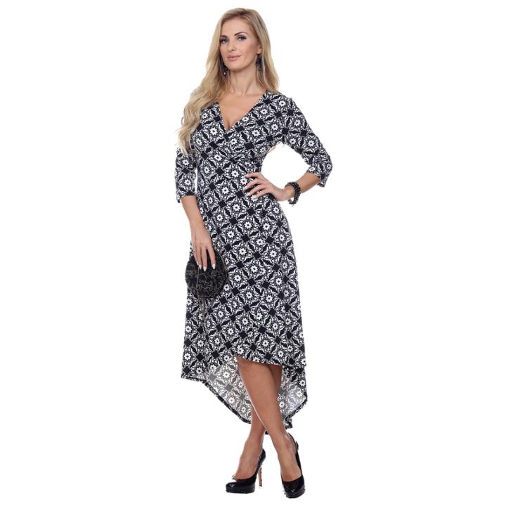 White Mark Arabesque Ola 3/4 Sleeve Wrap Dress