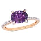 Womens 1/10 Ct. T.w. Genuine Amethyst Purple 10k Rose Gold Cocktail Ring