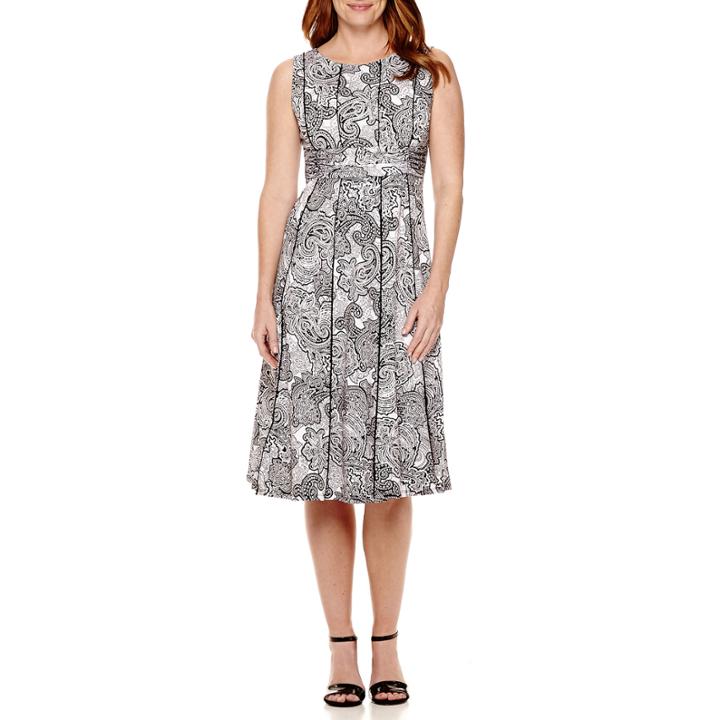 Perceptions Sleeveless Ruched Waist Fit-and-flare Dress- Petite