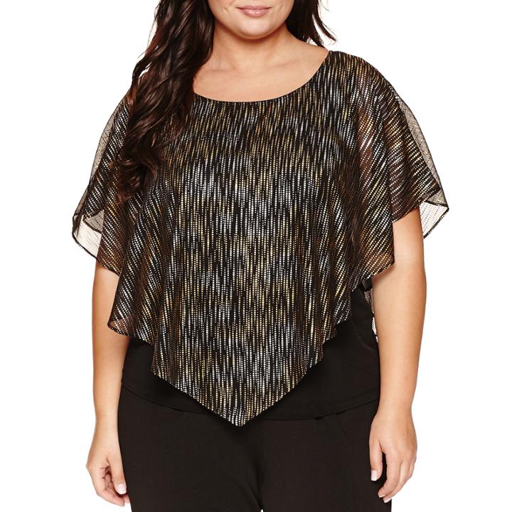 Alyx Short Sleeve Woven Popover Blouse-plus