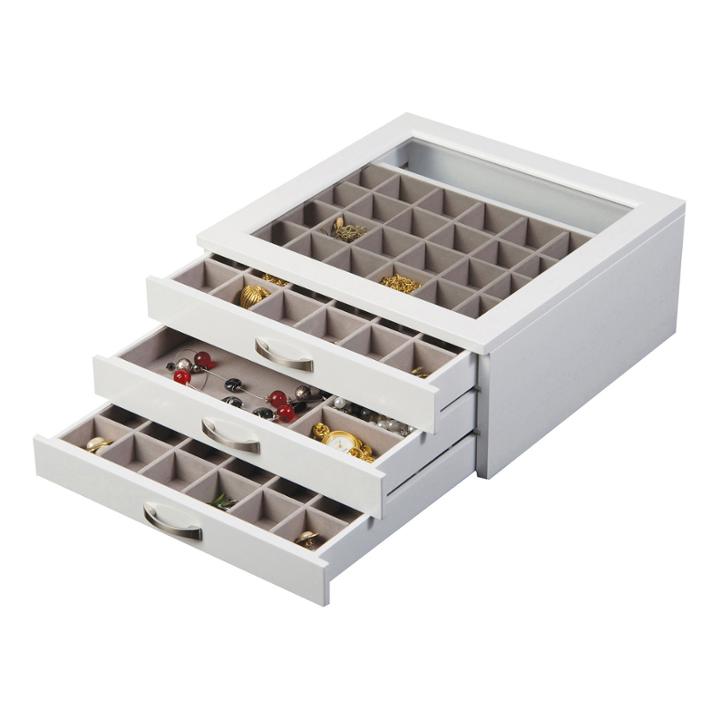 Mele & Co. Liza Glass Top White Jewelry Box