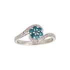 Limited Quantities 1/3 Ct. T.w. White And Color-enhanced Blue Diamond Flower Ring