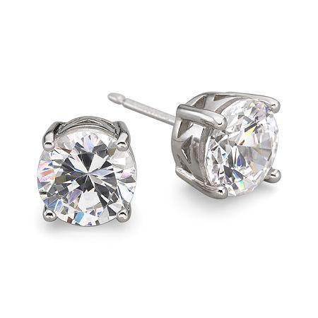 Diamonart Cubic Zirconia Silver Stud Earrings
